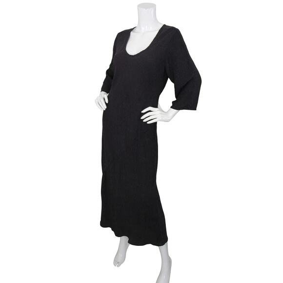 Sold** URU Silk Embossed 3/4 Sleeve Bias Slip Maxi Dress One Size - Picture 3 of 6
